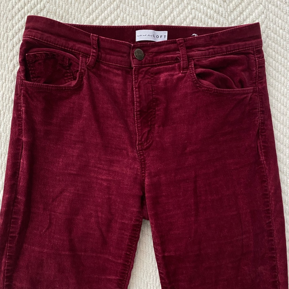 Loft velvet pants, red size 28